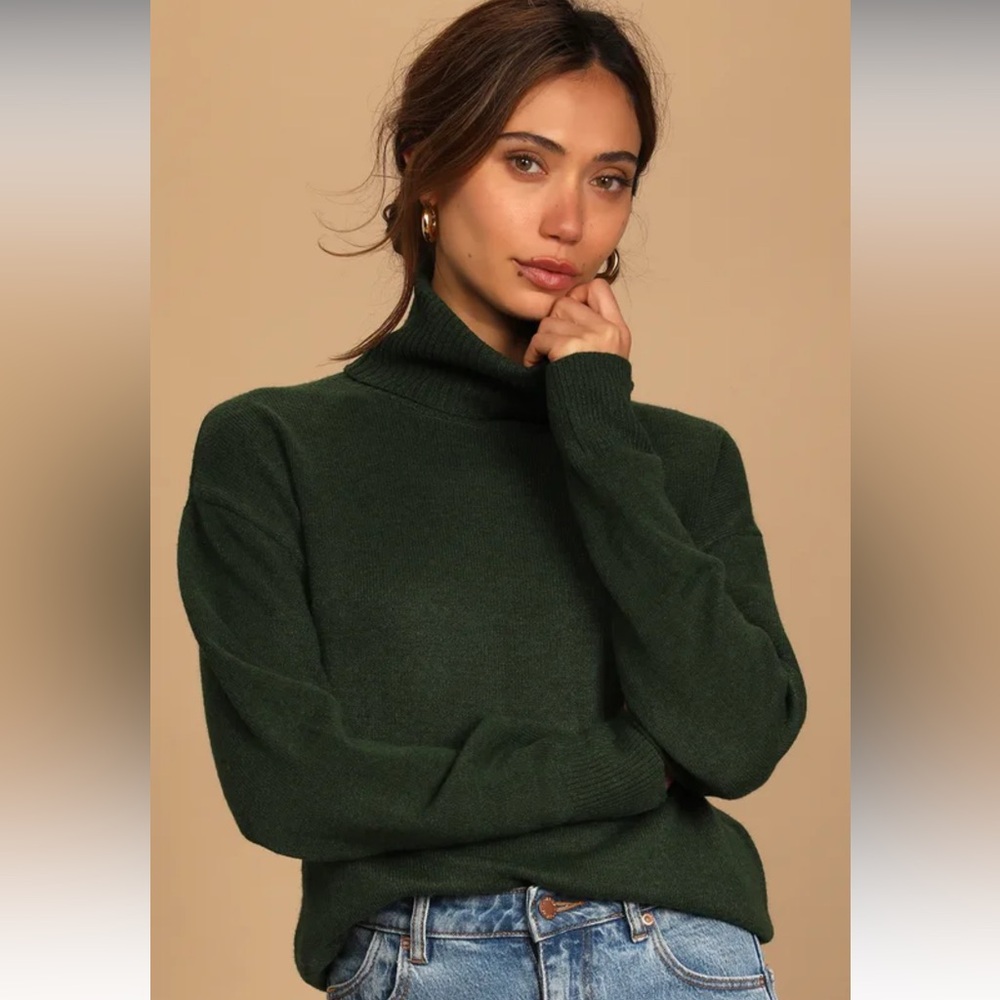 Amazing Memories Emerald Green Cowl Neck Turtleneck Sweater XS Holiday